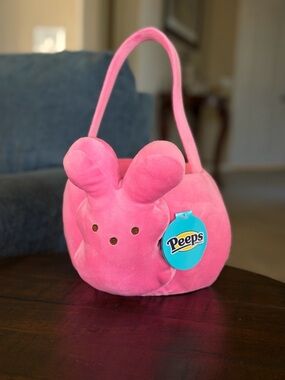 Peeps Pink Bunny Plush Basket - Kids Stuffed Animal